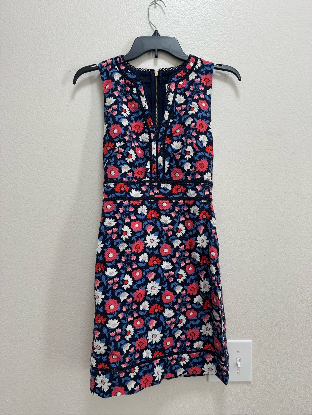kate spade Navy Floral Mini Dress with Red and White Blooms